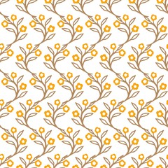 Decoration Floral Pattern with Flower Branch Vector Silhouette