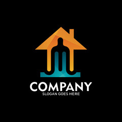 The fork house logo, the letter M with the fork logo in the form of a house symbol. Logo for a place to eat, restaurant or culinary