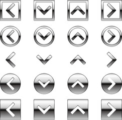 メタリックな矢印ボタンのセット