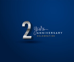 2nd years anniversary celebration design with bold number shape silver color for special celebration event.