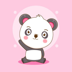 Cartoon illustration of cute happy panda