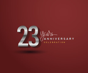 23rd years anniversary celebration design with bold number shape silver color for special celebration event.