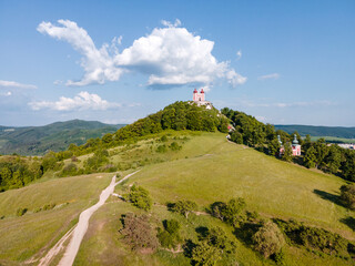 Sunrise view of calvary in Banska Stiavnica, UNESCO, Slovakia. Old Slovakian mining town of Banska...
