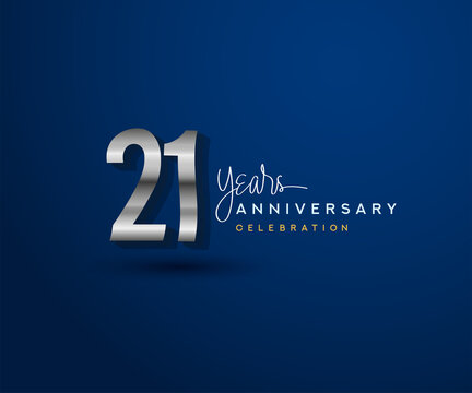 21st years anniversary celebration design with bold number shape silver color for special celebration event. - Powered by Adobe
