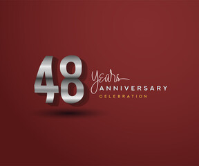 48th years anniversary celebration design with bold number shape silver color for special celebration event.