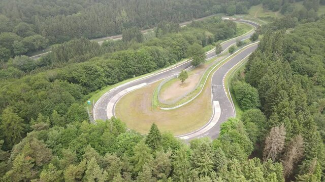 Motorsports circuit a Race track in the german Eifel on a cloudy day.