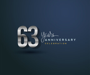 63rd years anniversary celebration design with bold number shape silver color for special celebration event.