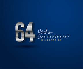 64th years anniversary celebration design with bold number shape silver color for special celebration event.