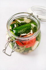 Fermented preserved vegetarian food concept.