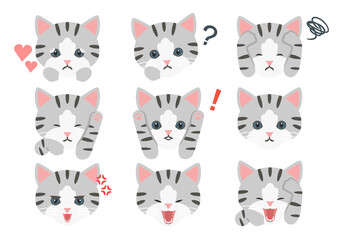 猫の表情イラストセット