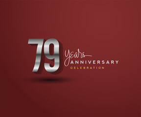 79th years anniversary celebration design with bold number shape silver color for special celebration event.