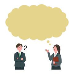 スーツの女性と男性のイラスト　吹き出し