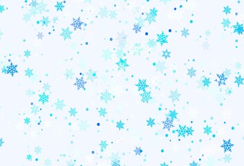 Light BLUE vector background with beautiful snowflakes.