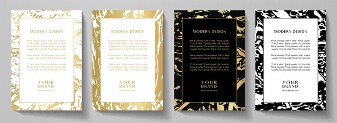 Modern black and gold frame design set (collection). Premium vector layout background with luxury pattern for certificate, business catalog, brochure template, menu