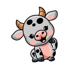Fototapeta premium Cute baby cow cartoon posing