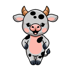 Cute baby cow cartoon standing