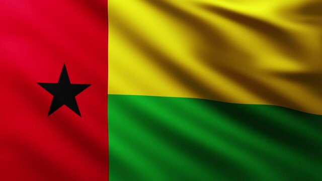Large Flag of Ghine-Bissau fullscreen background fluttering in the wind