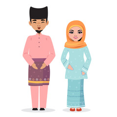 male and female wearing Malaysia cloth