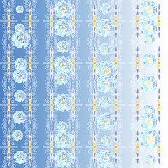 Seamless backgrounds for scrapbooking, needlework and printing on all types of clothing and fabric. Oriental ornaments. Incredibly beautiful and delicate flowers. Blue, pink, transition with a slight 