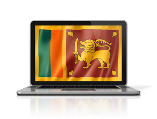 Sri Lanka flag on laptop screen isolated on white. 3D illustration