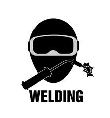 Welding torch with spark logo design. Welder tool
