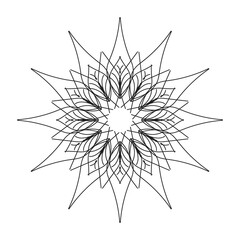 Black Flower Circular pattern in the form of a mandala for henna, frame 