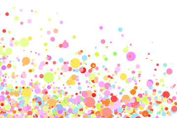 Light multicolor background, colorful vector texture with circles. Splash effect banner. Glitter dotted abstract illustration with blurred drops of rain. Pattern for web page, banner. Copy space