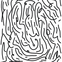 Black paint brush strokes vector seamless pattern. Hand drawn curved and wavy lines with grunge circles. brush scribbles decorative texture. Messy doodles, bold curvy lines illustration.