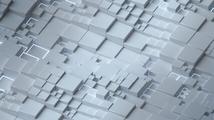 Waving surface of cubes 3D render