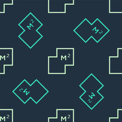 Green and beige House plan icon isolated seamless pattern on blue background. Vector