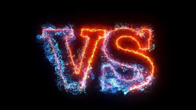 versus text fire line text loop animation