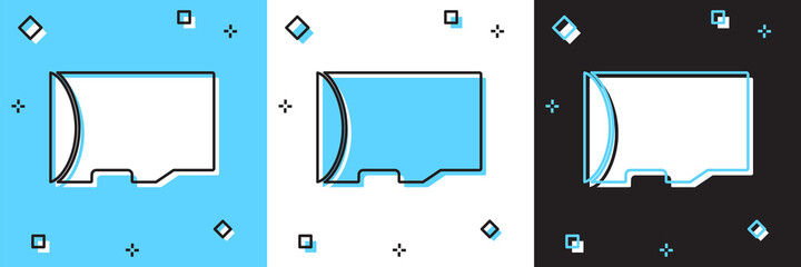 Set Micro SD memory card icon isolated on blue and white, black background. Vector