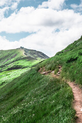 view of old observatory at carpathian mountain peak