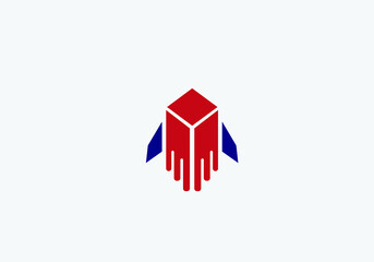 Transport Logistic or Delivery Logo Template. Box + Wings. Express moving icon for courier delivery or transportation and shipping service. Delivery