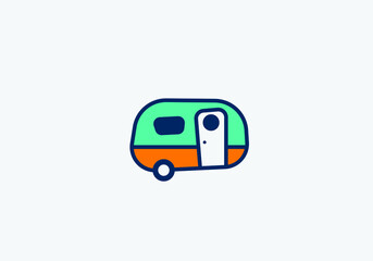 Caravan rental logo design vector template, trailer icon