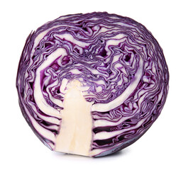 Obraz premium Half of fresh purple cabbage on white background