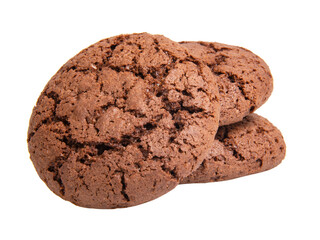 Tasty american chocolate cookies isolated on the white background