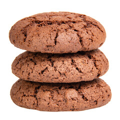 Tasty american chocolate cookies isolated on the white background