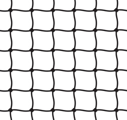 Vector seamless texture. Intertwined black rope connected together. Soccer goal net. Isolated on white background