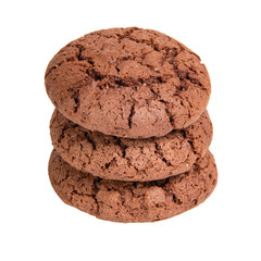 Tasty american chocolate cookies isolated on the white background