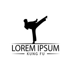 karate warrior silhouette logo design