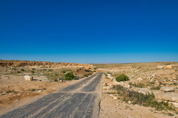Road crossing the Negev desert in Israel