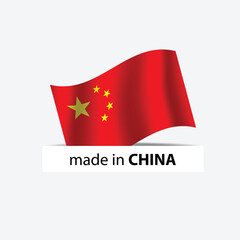 made in CHINA vectorstamp. bagge with CHINA flag	