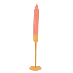 Modern burning pink candle with candlesticks.Trendy home decorative element.