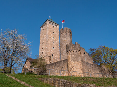 Beautiful low angle photo of Starkenburg castle in Heppenheim, Germany