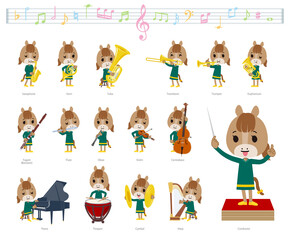 クラシック音楽演奏に関するウマの女の子のセット