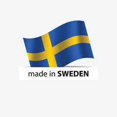 made in Sweden vector stamp. badge with Sweden flag