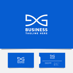 Simple and Minimalist Overlapping Letter DG Logo with Business Card