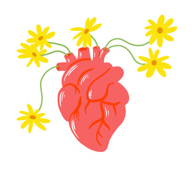 A heart with flowers growing out of it