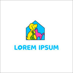 Cute colorful petshop logo design